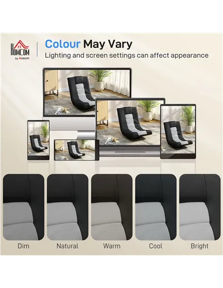 HOMCOM Floor Chair, Folding Floor Sofa with Adjustable Backrest, Wide Seat, Swivel Base, Black