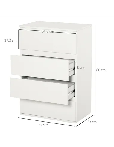 HOMCOM Chest of Drawers, 4-Drawer Storage Cabinets, Modern Dresser, Storage Drawer Unit for Bedroom