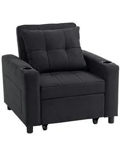 HOMCOM 3-in-1 Single Sofa Bed, Convertible Sleeper Chair Bed - Black