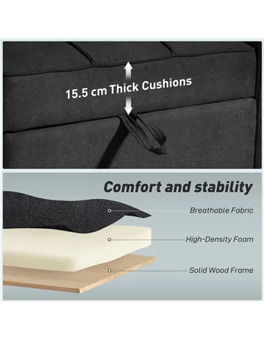 HOMCOM 3-in-1 Single Sofa Bed, Convertible Sleeper Chair Bed - Black