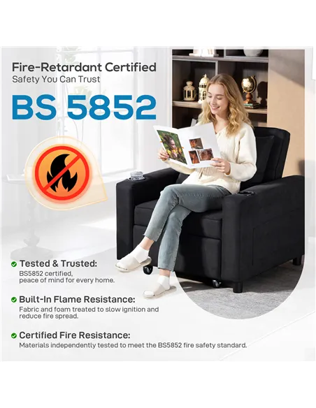 HOMCOM 3-in-1 Single Sofa Bed, Convertible Sleeper Chair Bed - Black