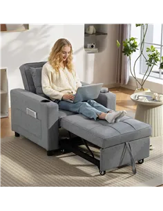 HOMCOM 3-in-1 Single Sofa Bed, Convertible Sleeper Chair Bed - Dark Grey 2