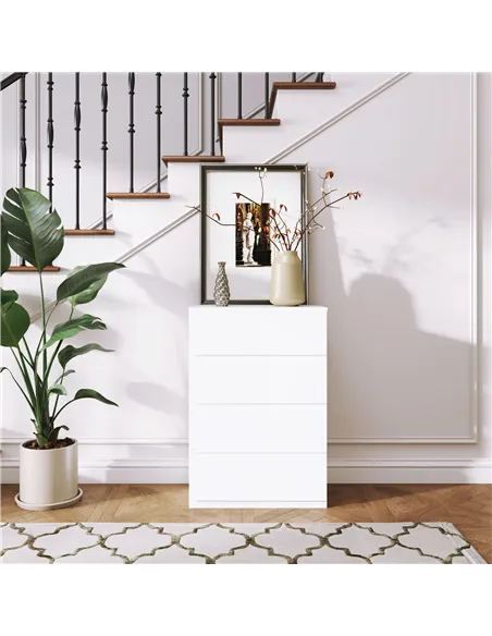 HOMCOM Chest of Drawers, 4-Drawer Storage Cabinets, Modern Dresser, Storage Drawer Unit for Bedroom
