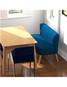 HOMCOM Modern Double Seat Sofa Foam Padding High Back Soft Comfortable Compact Couch Home Office Dark Blue 2