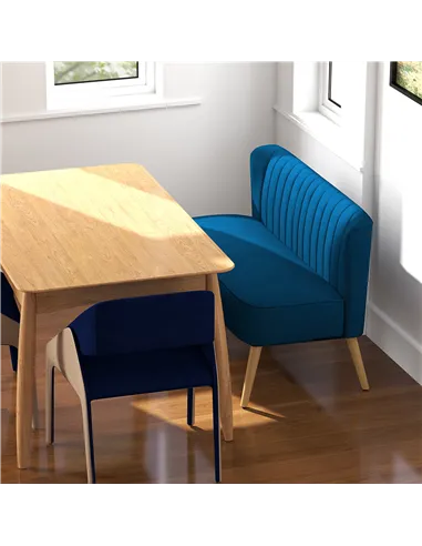 HOMCOM Modern Double Seat Sofa Foam Padding High Back Soft Comfortable Compact Couch Home Office Dark Blue