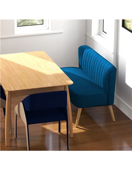 HOMCOM Modern Double Seat Sofa Foam Padding High Back Soft Comfortable Compact Couch Home Office Dark Blue