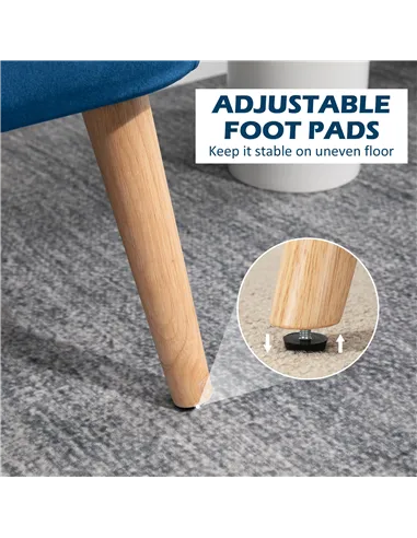 HOMCOM Modern Double Seat Sofa Foam Padding High Back Soft Comfortable Compact Couch Home Office Dark Blue