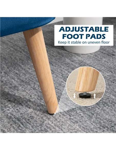 HOMCOM Modern Double Seat Sofa Foam Padding High Back Soft Comfortable Compact Couch Home Office Dark Blue