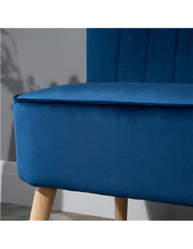 HOMCOM Modern Double Seat Sofa Foam Padding High Back Soft Comfortable Compact Couch Home Office Dark Blue