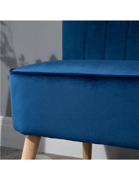 HOMCOM Modern Double Seat Sofa Foam Padding High Back Soft Comfortable Compact Couch Home Office Dark Blue