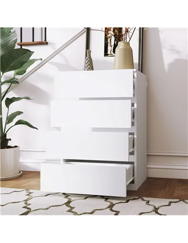 HOMCOM Chest of Drawers, 4-Drawer Storage Cabinets, Modern Dresser, Storage Drawer Unit for Bedroom