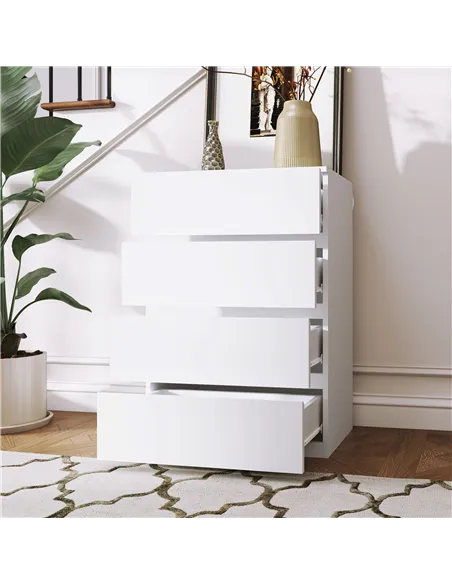 HOMCOM Chest of Drawers, 4-Drawer Storage Cabinets, Modern Dresser, Storage Drawer Unit for Bedroom