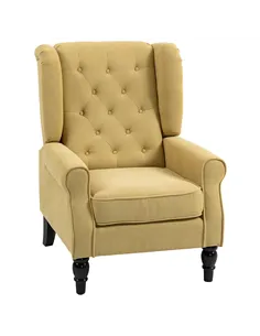 HOMCOM Wingback Accent Chair, Retro Upholstered Button Tufted Occasional Chair for Living Room and Bedroom, Yellow
