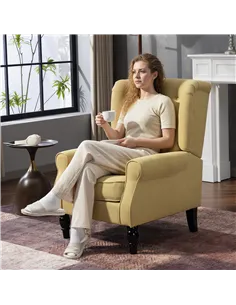 HOMCOM Wingback Accent Chair, Retro Upholstered Button Tufted Occasional Chair for Living Room and Bedroom, Yellow 2