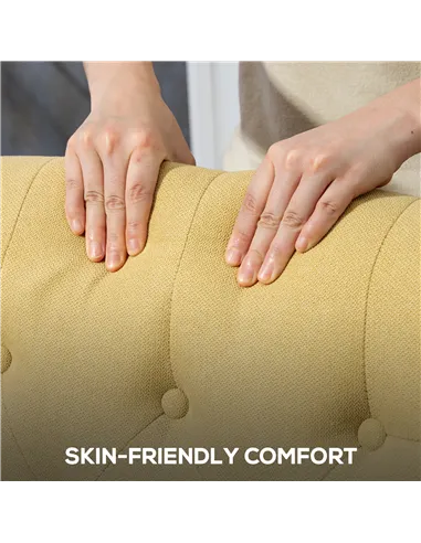 HOMCOM Wingback Accent Chair, Retro Upholstered Button Tufted Occasional Chair for Living Room and Bedroom, Yellow