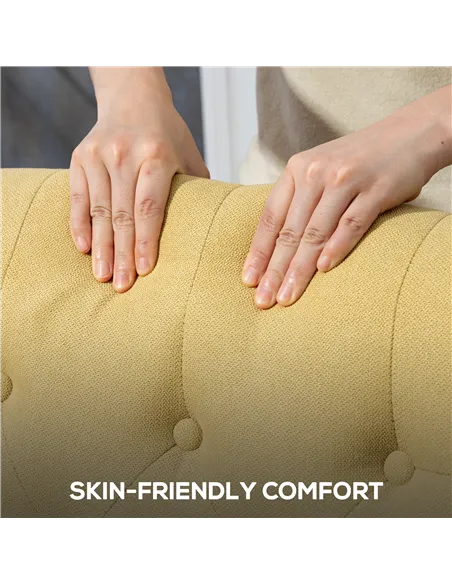 HOMCOM Wingback Accent Chair, Retro Upholstered Button Tufted Occasional Chair for Living Room and Bedroom, Yellow