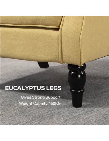 HOMCOM Wingback Accent Chair, Retro Upholstered Button Tufted Occasional Chair for Living Room and Bedroom, Yellow