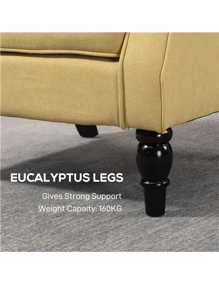 HOMCOM Wingback Accent Chair, Retro Upholstered Button Tufted Occasional Chair for Living Room and Bedroom, Yellow