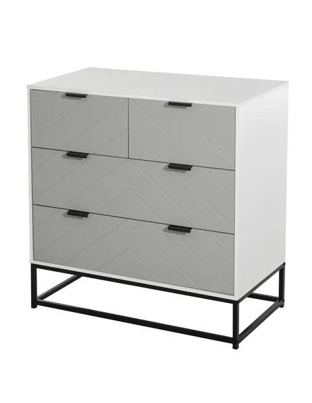 HOMCOM Chest of Drawers with Metal Handles Freestanding Dresser for Bedroom, Living Room