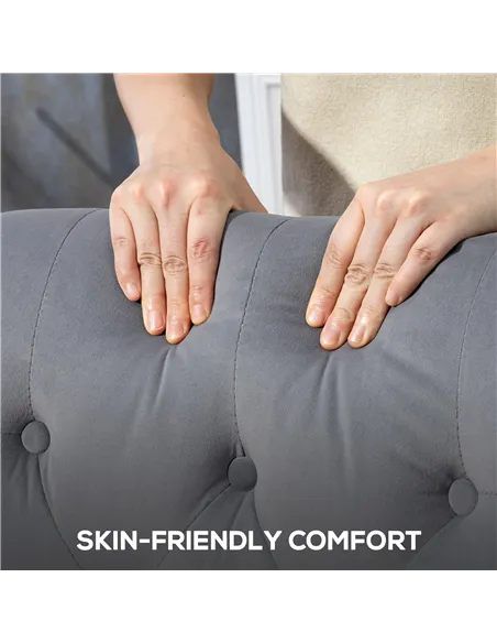 HOMCOM Wingback Accent Chair, Retro Upholstered Button Tufted Occasional Chair for Living Room and Bedroom, Light Grey