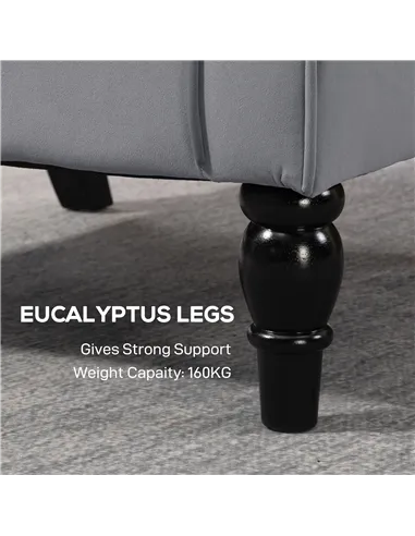 HOMCOM Wingback Accent Chair, Retro Upholstered Button Tufted Occasional Chair for Living Room and Bedroom, Light Grey