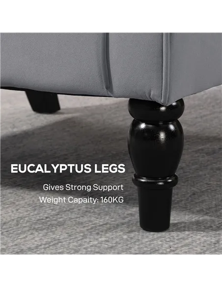 HOMCOM Wingback Accent Chair, Retro Upholstered Button Tufted Occasional Chair for Living Room and Bedroom, Light Grey