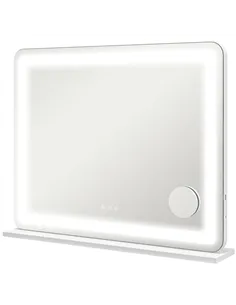 HOMCOM Vanity Mirror with Lights, Large 80x62 cm Lighted Makeup Mirror with 3 Colour, 10X Magnifying, USB Charging Port, Touch S