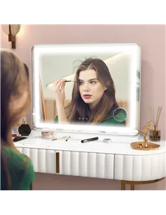 HOMCOM Vanity Mirror with Lights, Large 80x62 cm Lighted Makeup Mirror with 3 Colour, 10X Magnifying, USB Charging Port, Touch S 2