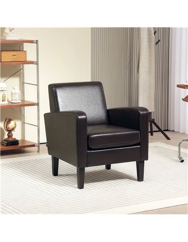 HOMCOM Faux Leather Simple Armchair - Brown