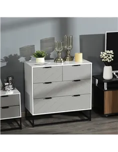 HOMCOM Chest of Drawers with Metal Handles Freestanding Dresser for Bedroom, Living Room 2