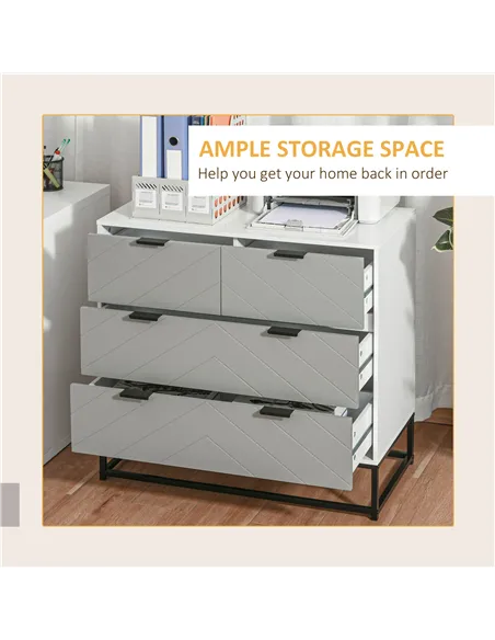 HOMCOM Chest of Drawers with Metal Handles Freestanding Dresser for Bedroom, Living Room