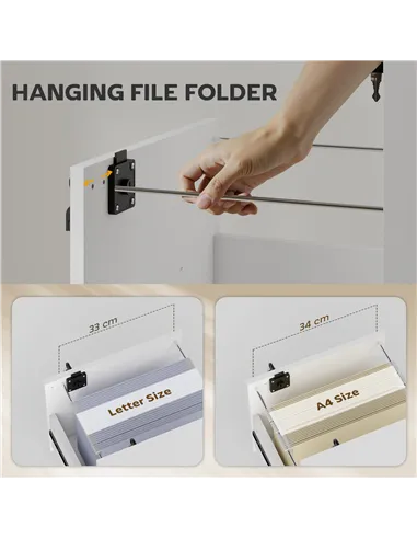 HOMCOM Rolling File Cabinet with 2 Drawers, Mobile Filing Cabinet with Hanging File Folder for Letter Sized Documents, White