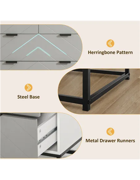 HOMCOM Chest of Drawers with Metal Handles Freestanding Dresser for Bedroom, Living Room