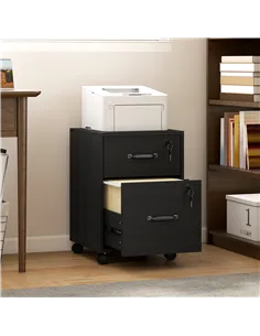 HOMCOM Rolling File Cabinet with 2 Drawers, Mobile Filing Cabinet with Hanging File Folder for Letter Sized Documents, Black 2