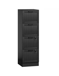 HOMCOM 4 Drawer Filing Cabinet with Lock, Office Storage Cabinet with Adjustable Hanging Bars for A4 Letter Size Files, Black