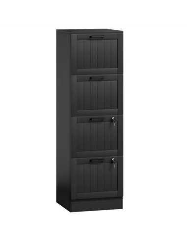HOMCOM 4 Drawer Filing Cabinet with Lock, Office Storage Cabinet with Adjustable Hanging Bars for A4 Letter Size Files, Black