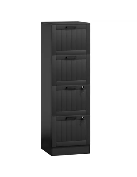 HOMCOM 4 Drawer Filing Cabinet with Lock, Office Storage Cabinet with Adjustable Hanging Bars for A4 Letter Size Files, Black