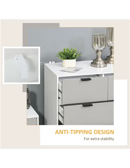 HOMCOM Chest of Drawers with Metal Handles Freestanding Dresser for Bedroom, Living Room