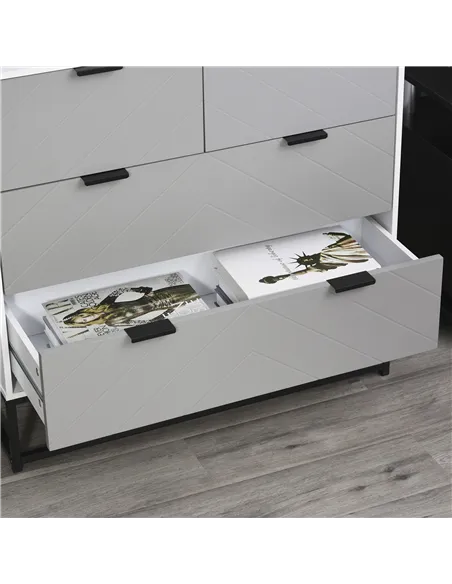 HOMCOM Chest of Drawers with Metal Handles Freestanding Dresser for Bedroom, Living Room