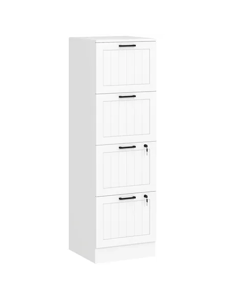HOMCOM 4 Drawer Filing Cabinet with Lock, Office Storage Cabinet with Adjustable Hanging Bars for A4 Letter Size Files, White