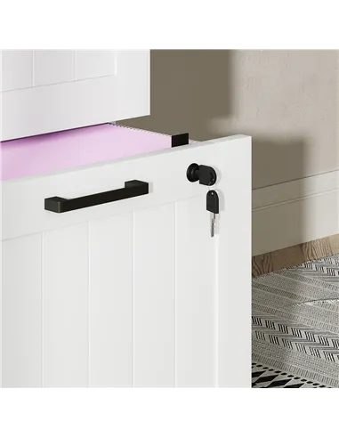 HOMCOM 4 Drawer Filing Cabinet with Lock, Office Storage Cabinet with Adjustable Hanging Bars for A4 Letter Size Files, White