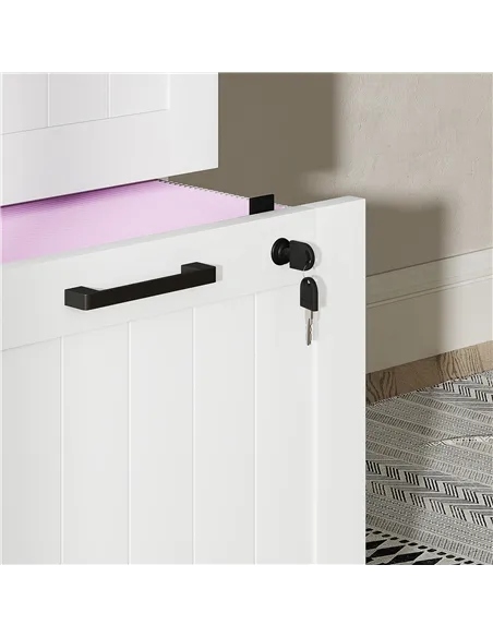 HOMCOM 4 Drawer Filing Cabinet with Lock, Office Storage Cabinet with Adjustable Hanging Bars for A4 Letter Size Files, White