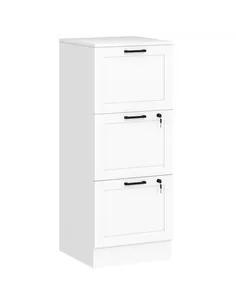 HOMCOM 3 Drawer Filing Cabinet with Lock, Office Storage Cabinet with Adjustable Hanging Bars for A4 Letter Size Files, White