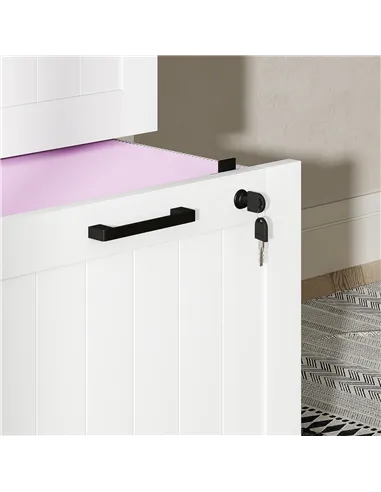 HOMCOM 3 Drawer Filing Cabinet with Lock, Office Storage Cabinet with Adjustable Hanging Bars for A4 Letter Size Files, White