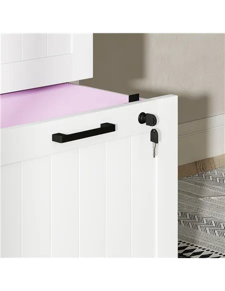 HOMCOM 3 Drawer Filing Cabinet with Lock, Office Storage Cabinet with Adjustable Hanging Bars for A4 Letter Size Files, White