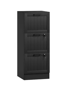 HOMCOM 3 Drawer Filing Cabinet with Lock, Office Storage Cabinet with Adjustable Hanging Bars for A4 Letter Size Files, Black