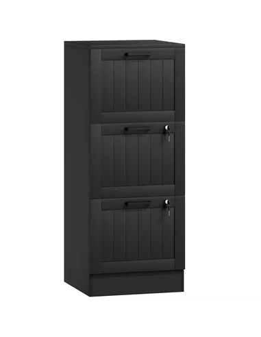 HOMCOM 3 Drawer Filing Cabinet with Lock, Office Storage Cabinet with Adjustable Hanging Bars for A4 Letter Size Files, Black