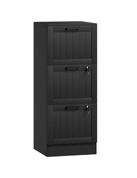 HOMCOM 3 Drawer Filing Cabinet with Lock, Office Storage Cabinet with Adjustable Hanging Bars for A4 Letter Size Files, Black