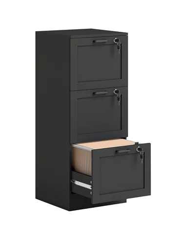 HOMCOM 3-Drawer Filing Cabinet with Lock - Black
