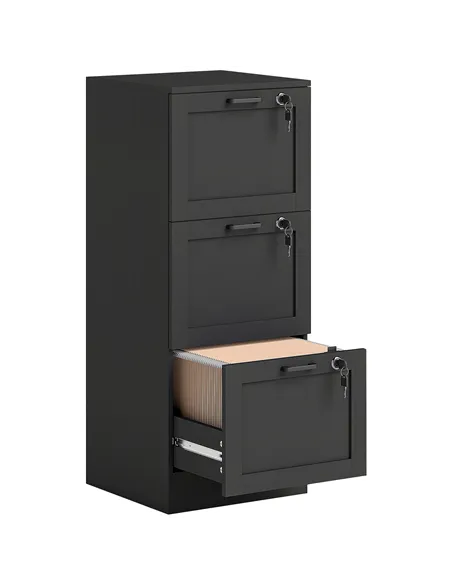 HOMCOM 3-Drawer Filing Cabinet with Lock - Black